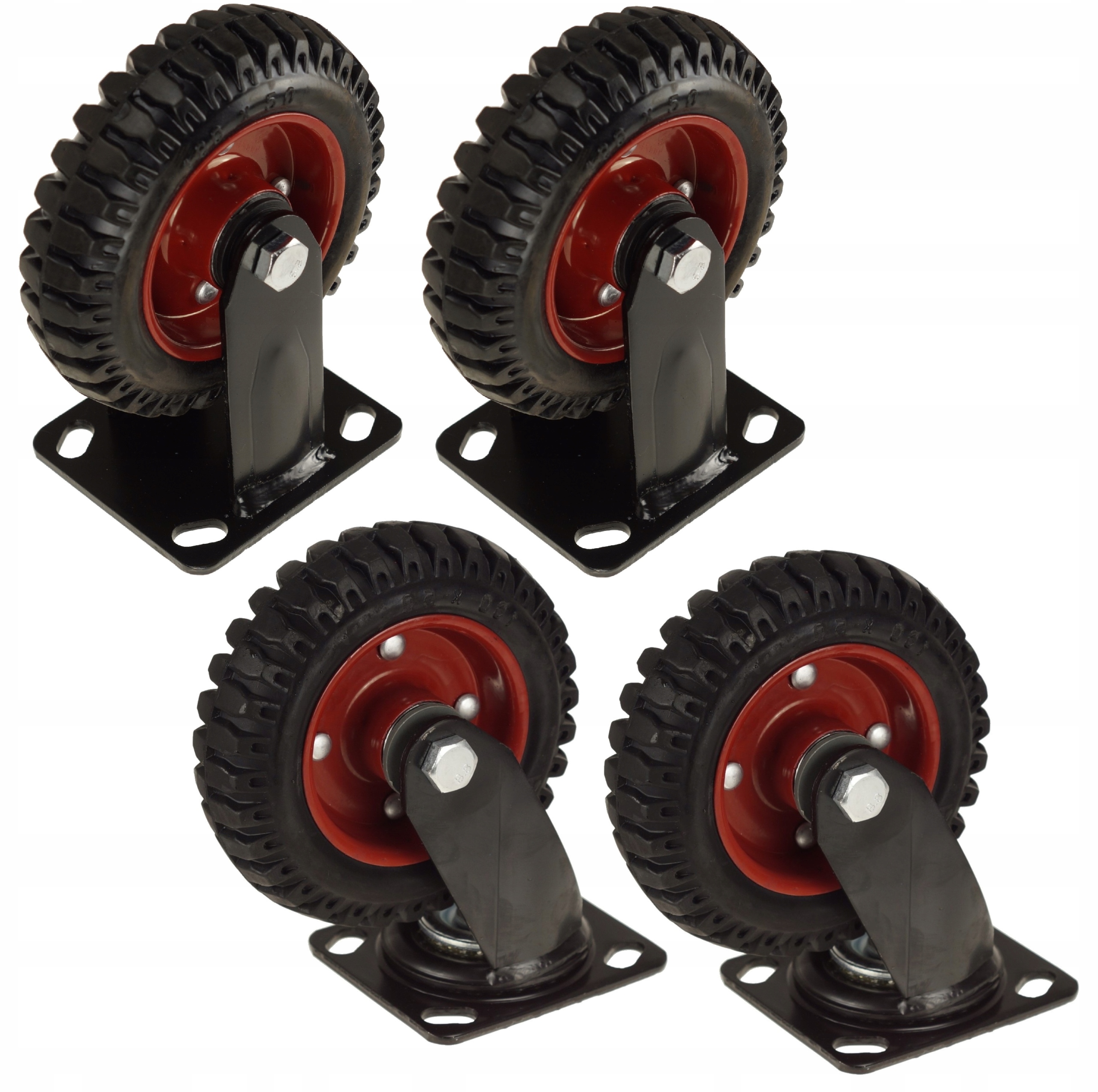 2× VOZÍKOVÉ KOLESO PLNÉ PEVNÉ PLOŠINY 160 x 45 MM KOLIESKO 150 KG S LOŽISKOM + 2× VOZÍKOVÉ KOLESO OTOČNÉ PLOŠINY 160 x 45 MM KOLIESKO 150 KG LOŽISKO